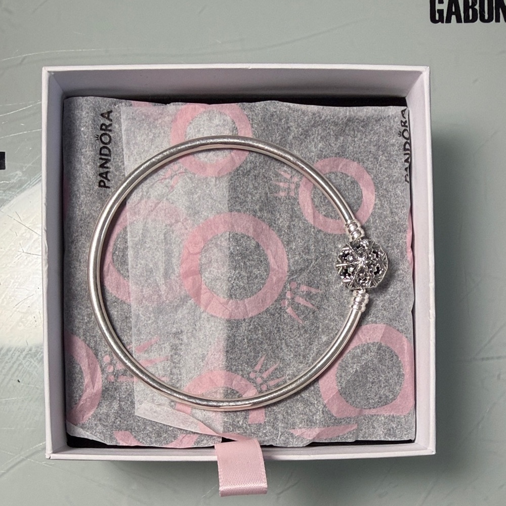Pandora Silver Bracelet with Elegant Charm - size 8.5